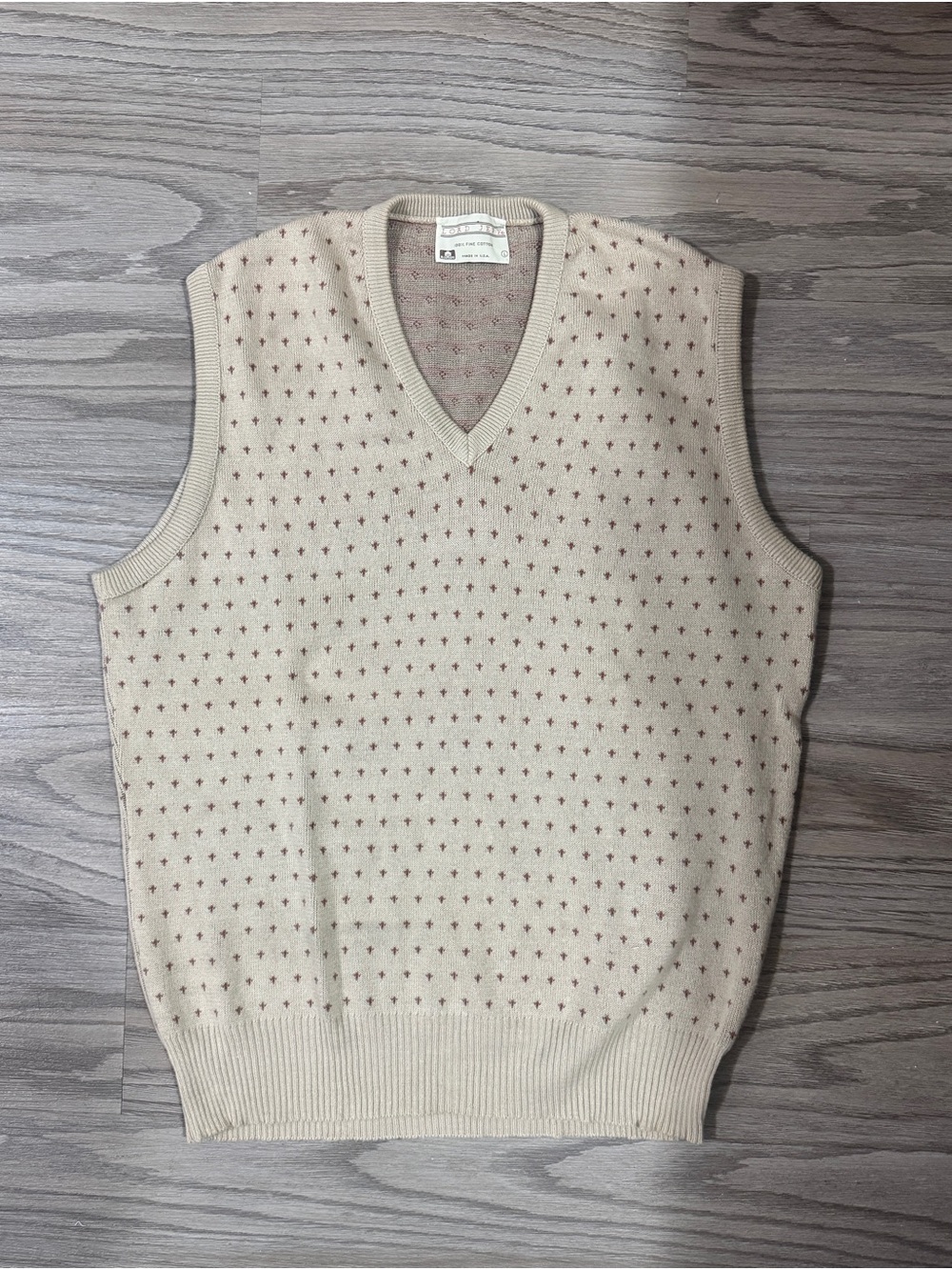 Vintage Lord Jeff Cream Cotton Knit Sweater Vest Grandpa Core 100% Cotton